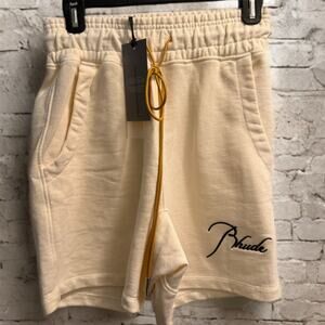 Rhude Cream Embroidered Shorts